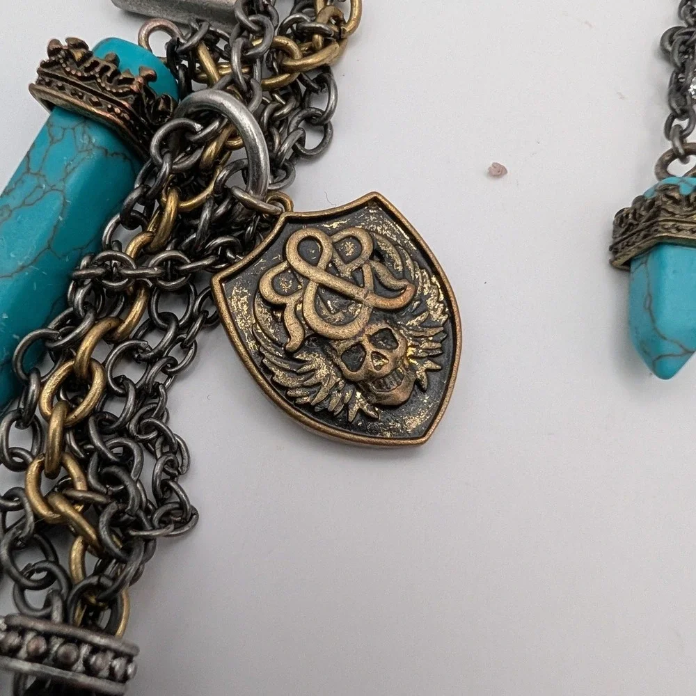 Rock & Republic Jewelry Set Turquoise Point Cross Crown Bracelet & Drop Earrings